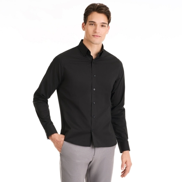 Van Heusen Black Button Down Long Sleeve Shirt - Picture 7 of 8